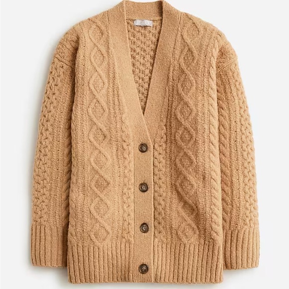 J. Crew Sweaters - J. Crew Cable Knit Stretch Merino Wool Cardigan Sweater in‎ Brown Size Medium